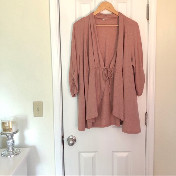 Pleione Sweaters - Ruffled breezy blush pink cardigan